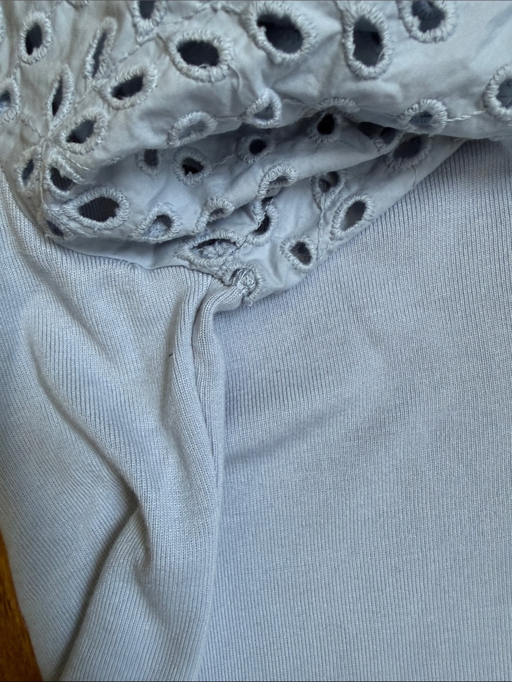 Philosophy Light Blue Gray Eyelet Puff Sleeve Tee - Picture 8 of 9